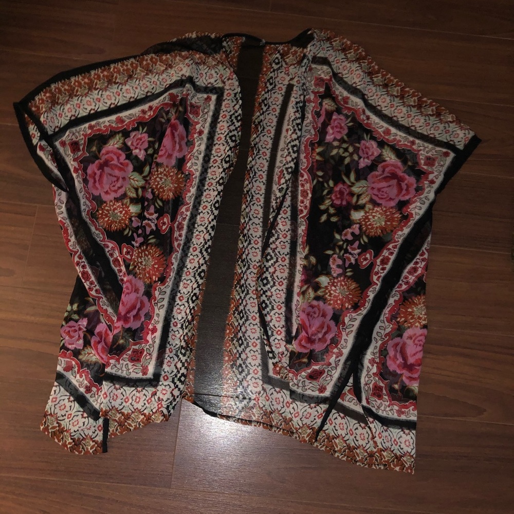 Floral print kimono